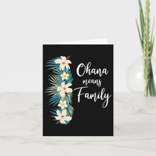 Cartão Ohana significa família férias flor havaiana 
