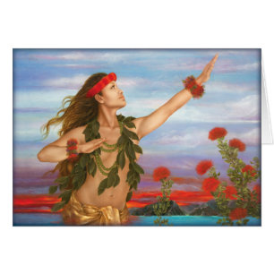 Cartão "Ohia e Lehua" do artista Maui Lori Higgins. 12.7
