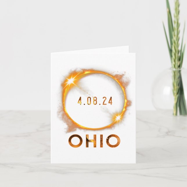 Cartão Ohio Total Solar Eclipse abril 8 2024 Ohio Solar E (Frente)