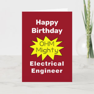 Cartão Ohm Mighty Electrical Engineer  Birthday Card