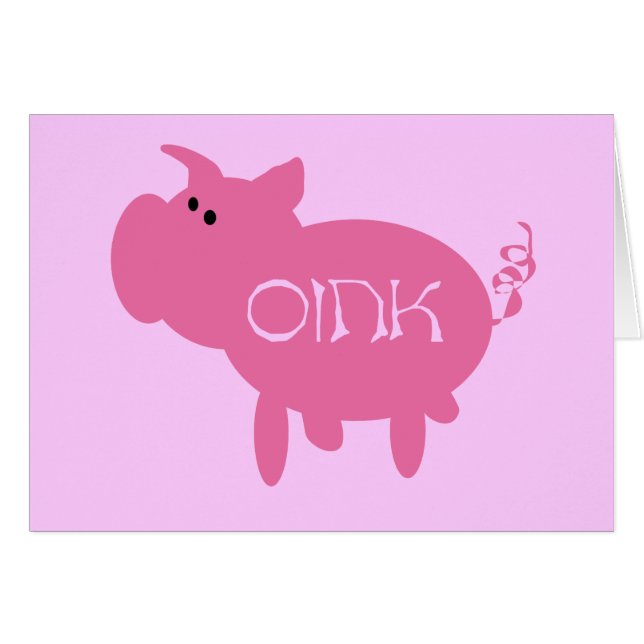 Cartão Oink camiseta e presentes cor-de-rosa do porco (Frente Horizontal)