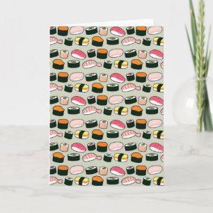Cartão Oishii Sushi Fun Illustrations Pattern (Grey)
