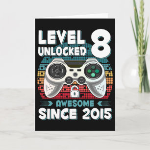 Cartão Oito 8 anos Bday Filho Menino Divertido Gamer 8º 8