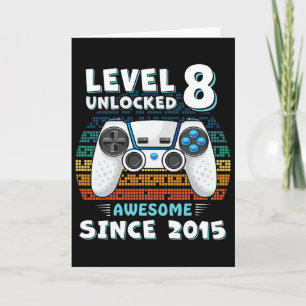 Cartão Oito Bday Son Boy Engraçado Gamer 8º 8 anos