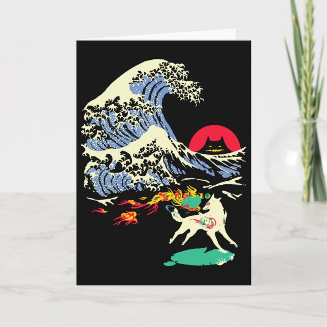 Cartão Okami Amaterasu Sun Deus Wolf O Vídeo Da Onda Do E (Frente)