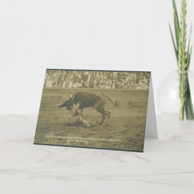 Cartão Oklahoma Culy bulldogging. (Frente)