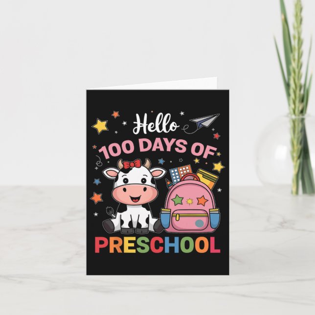 Cartão Olá, 100 Dias De Vaca De Cuta Da Pré-Escolas, 100  (Frente)
