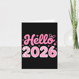 Cartão Olá 2026 Camisa do Ano Novo Fofo para Mulheres Men