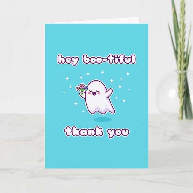 Cartão Olá, Boo, Obrigado, Pun Card. (Frente)