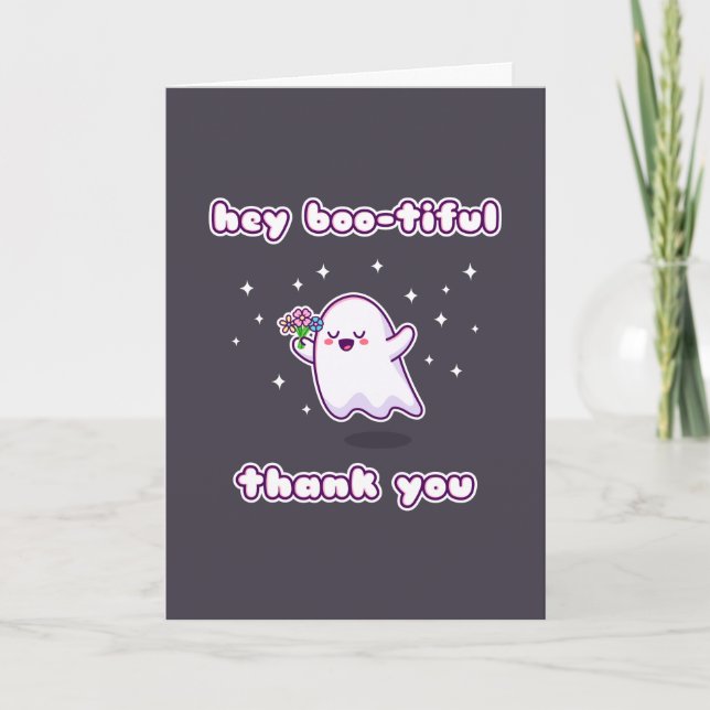 Cartão Olá, Boo, Obrigado, Pun Card. (Frente)