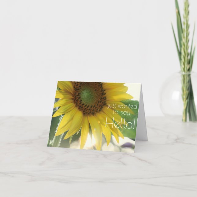 Cartão "Olá!" Bright Sunflower Photo Notecard (Frente)