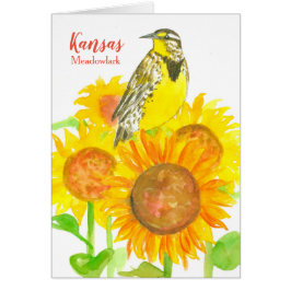 Cartão Olá De Kansas Sunflower Wildflower Meadowlark