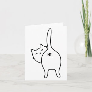 Cartão Olá Engraçado Bumbum De Gato Preto, Design Para Ga