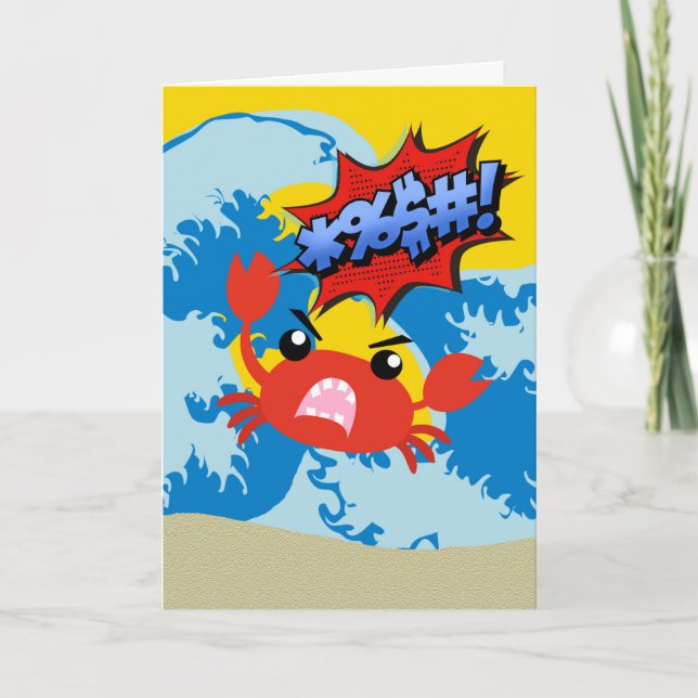 Cartão Olá Engraçado, de um caranguejo de caranguejo em M (Frente)