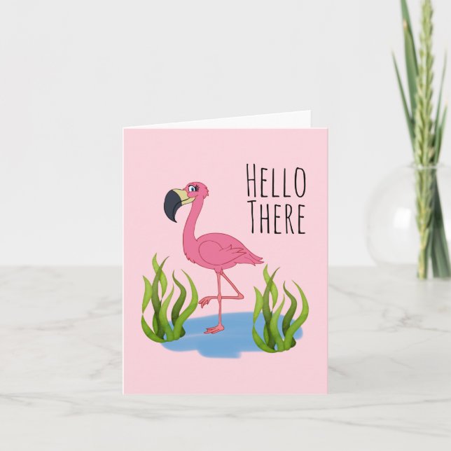 Cartão Olá, envelope Flamingo (4,25" x 5,5), inc. (Frente)