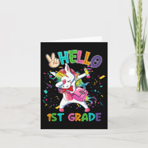 Cartão Olá, Grau 1rua A Dabbing Unicorn Back To School Gi