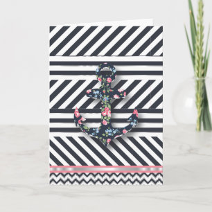 Cartão Olá, Marinheiro! Anchor Floral Náutica Retroativa