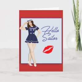 Cartão Olá! menina do Pinup do marinheiro