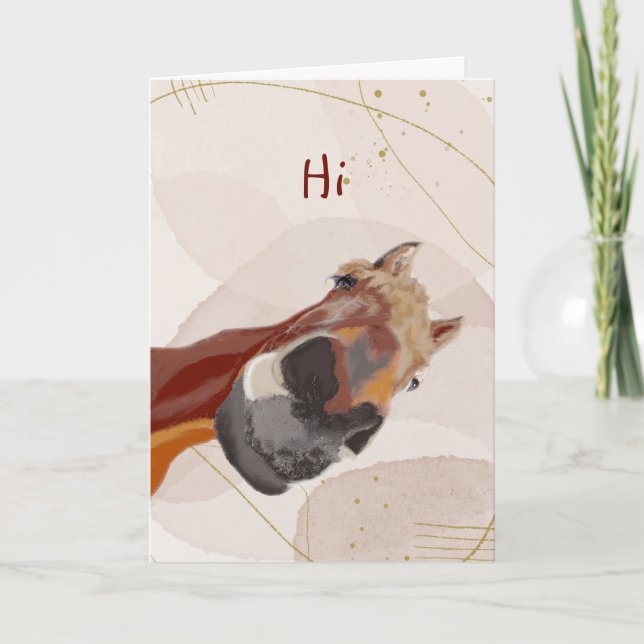 Cartão Olá, Pensando em seu Cavalo Engraçado Olhando para (Frente)