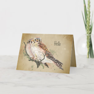 Cartão Olá, pensando em você Kestrel Falcon Bird Card
