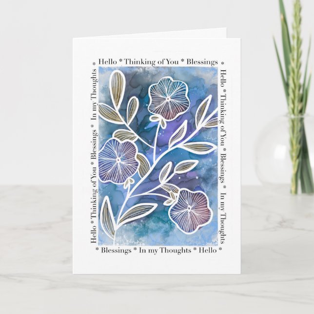 Cartão Olá, pensando em vozes com tinta alcoólica (Frente)