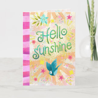Cartão Olá Sunshine – Saudação Brilhante com Letra à Mão
