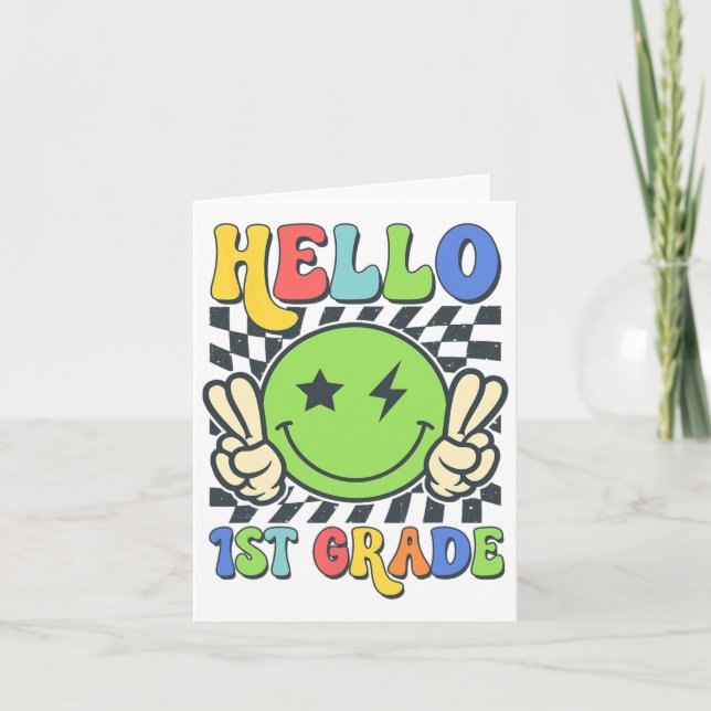 Cartão Olá, Vibes Da Classe 1rua Groovy Sorri De Volta Pa (Frente)