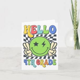 Cartão Olá Vibrações da 4ª Série Rosto Sorridente Groovy 