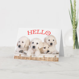 Cartão Olá White Labrador Retriever Puppy Dog Red Heart