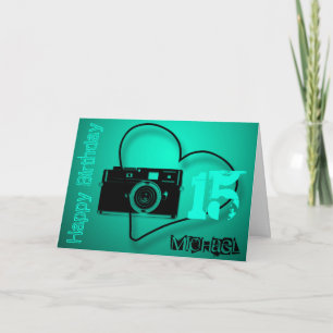Cartão Old Camera 15th Birthday personalized Card