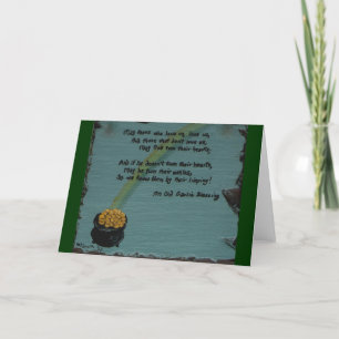Cartão Old Gaelic Blessing with Pot of Gold Note Card