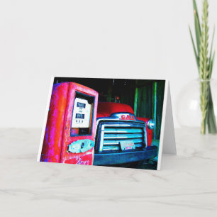 Cartão Old Gas Pump & GMC Farming Truck