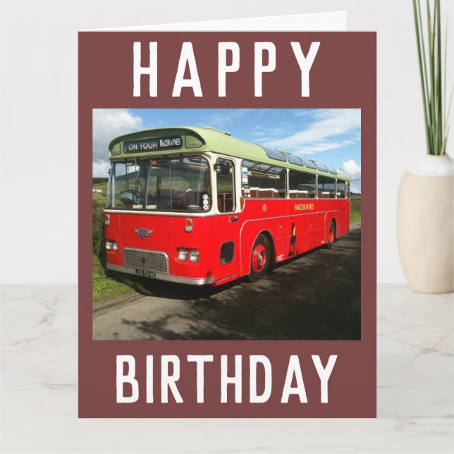 Cartão Old MacBraynes Bus na Ilha de Bute, na Escócia (Frente)