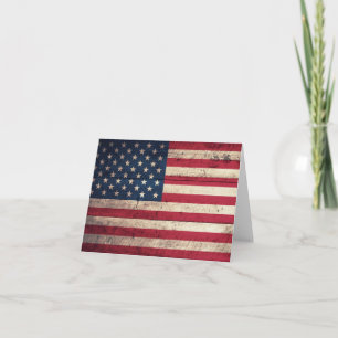 Cartão Old Wooden American Flag