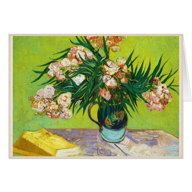 Cartão Oleander Vincent van Gogh dos ramos do frasco do (Frente horizontal)