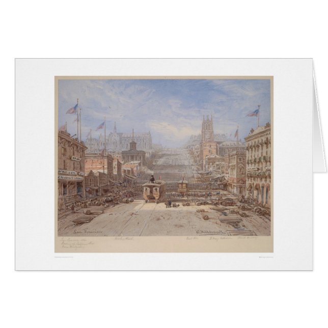 Cartão Olhando acima a rua de Califórnia de Montgomery (Frente Horizontal)