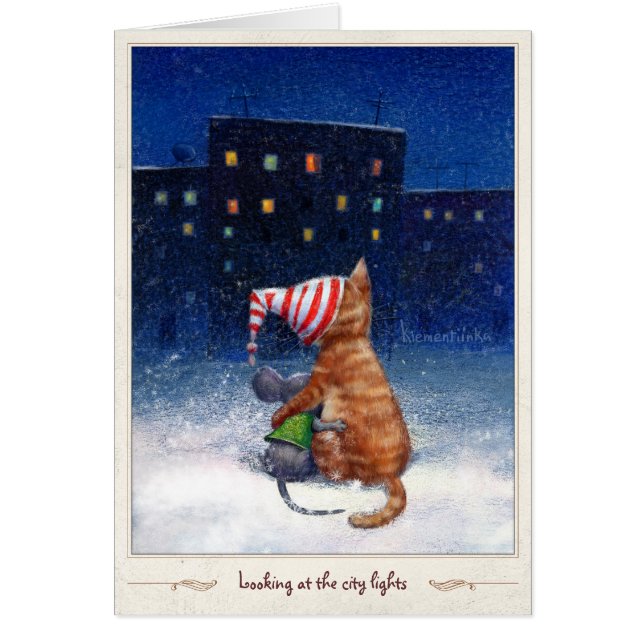 Cartão Olhando as luzes da cidade (Frente)