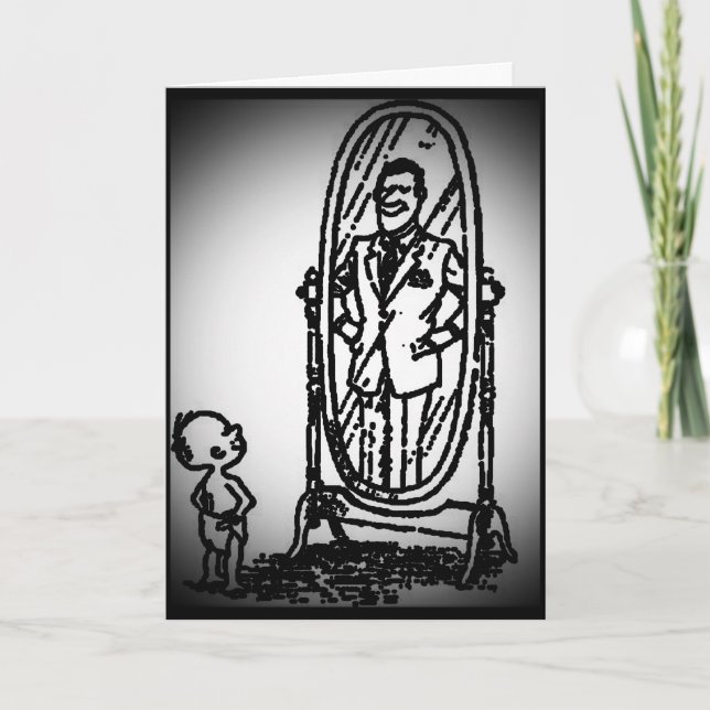 Cartão Olhando no espelho vendo meu pai de férias (Frente)