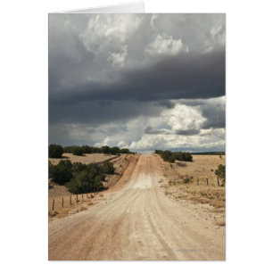 Cartão Olhando para uma estrada de terra na NM com