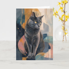 Cartão Olhar Dourado do Gato Cinza