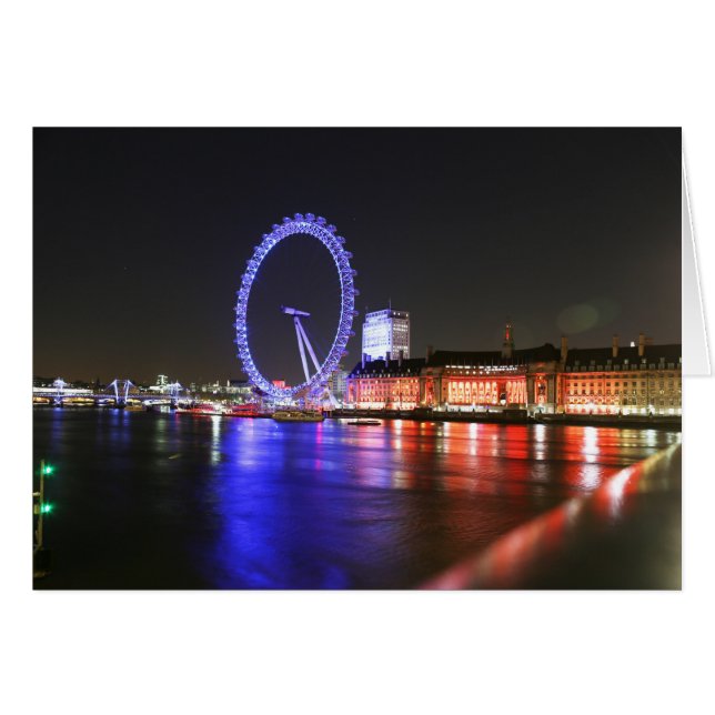 Cartão Olho de Londres à Noite (Frente Horizontal)