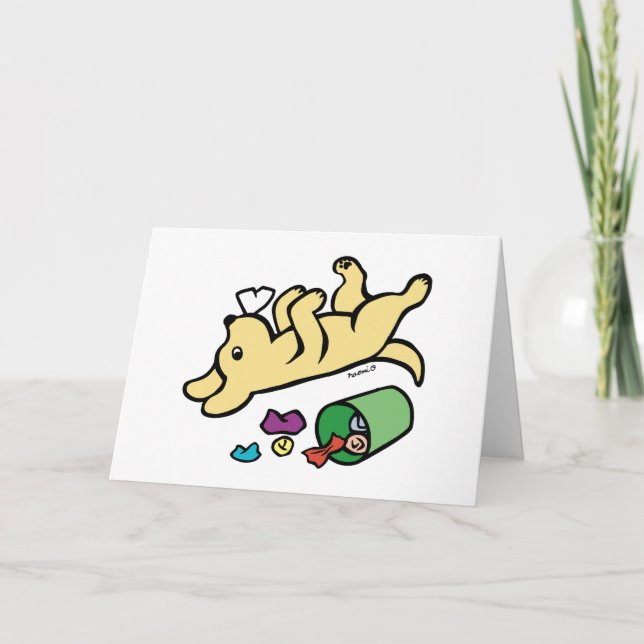 Cartão Olho Labrador Amarelo Mischievo (Frente)