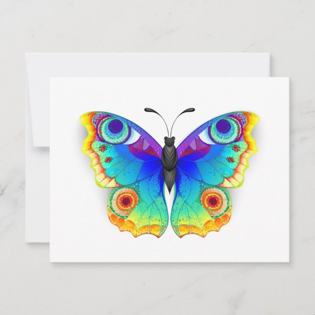 Cartão Olho Peacock da Borboleta Arco-Íris (Frente)