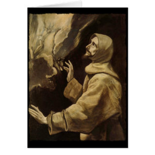 Cartão Olhos de Francis de santo para o céu