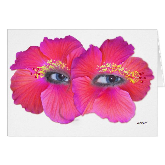 Cartão Olhos de Hibiscus - Rosa (Frente Horizontal)