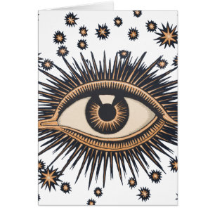 Cartão Olhos Estrelas Lua Celestial Nouveau