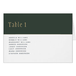 Cartão Olive Moss Green Dourado Números de MESA