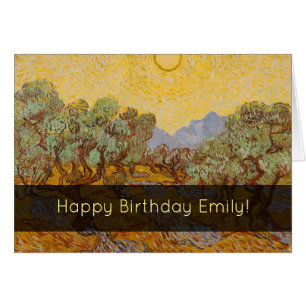 Cartão Oliveiras de Van Gogh Sol Amarelo Céu