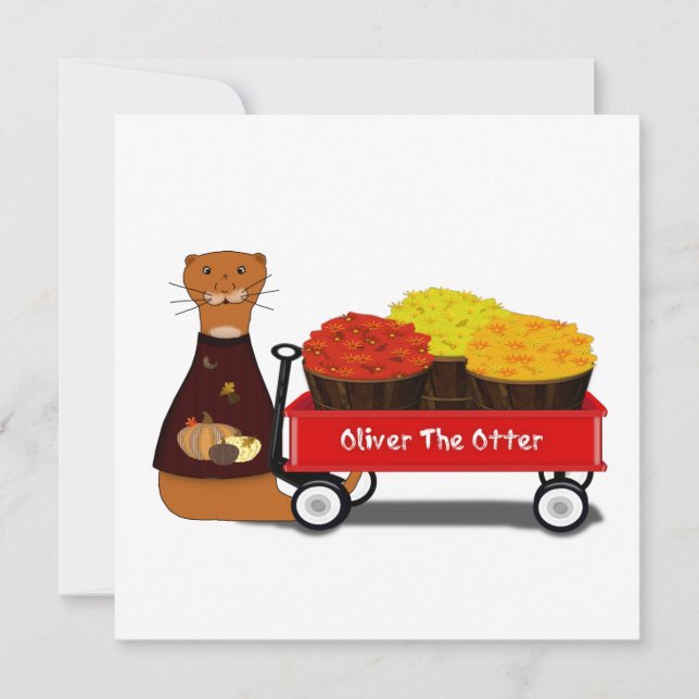Cartão Oliver The Otter Gets Ready For Autumn  (Frente)