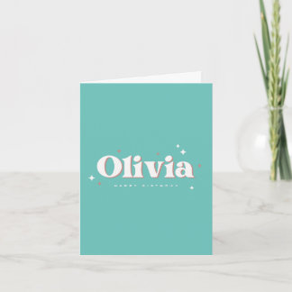 Cartão Olivia Feliz Aniversário | Azul Claro